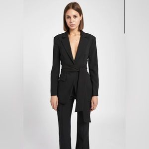 Classic Blazer Suit | Classic Blazer with Belt| Wide Leg Trousers